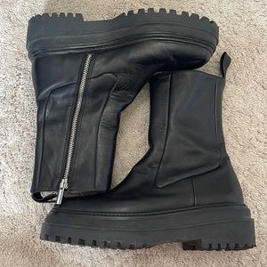 Zara Platform Lug Sole Flat Boots